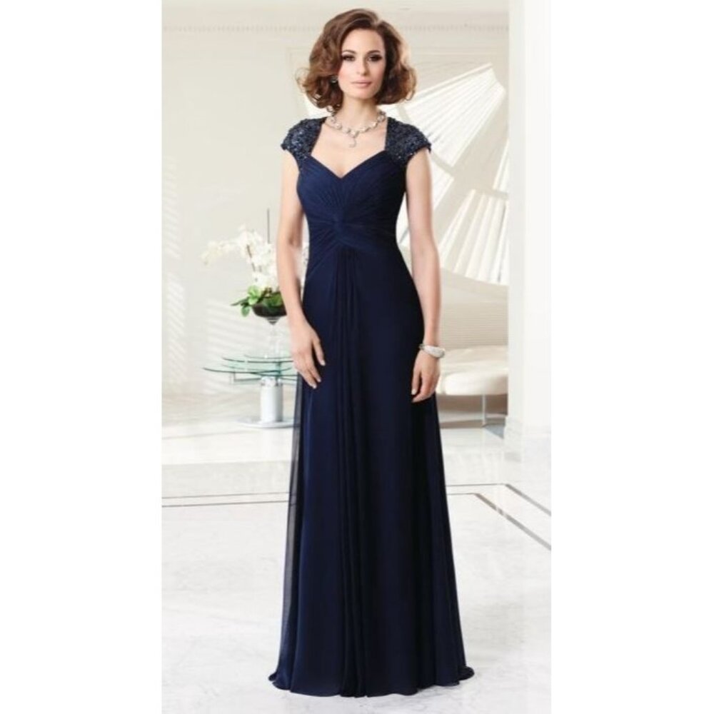NWT VM Collection 70901  Navy Cap Sleeve Mother of the Bride Gown Size 10 853